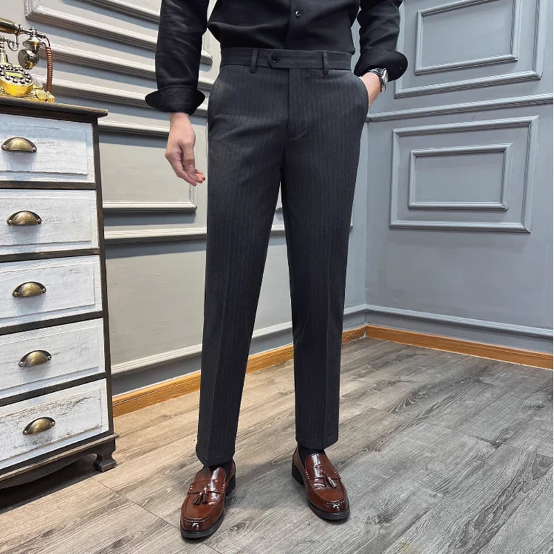 5XL-M( Vest + Pants) High-end Brand stripe Suit Vest 2 pieces Men Luxury Fashion Groom Wedding Vest Set Male Club Party Clothing