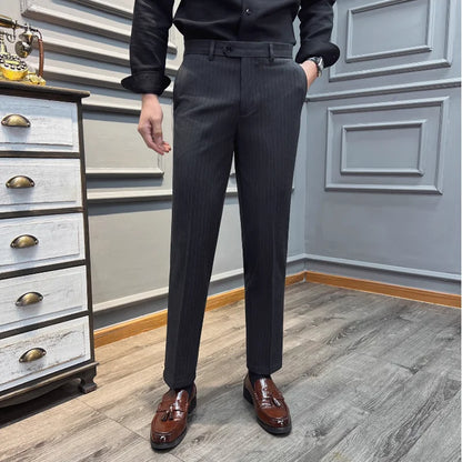 5XL-M( Vest + Pants) High-end Brand stripe Suit Vest 2 pieces Men Luxury Fashion Groom Wedding Vest Set Male Club Party Clothing