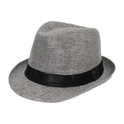 Summer Fedoras for Men Middle old aged Cap Linen Panama Solid  Jazz Hat Cowboy  Men's Women's  British Party Sun Hat
