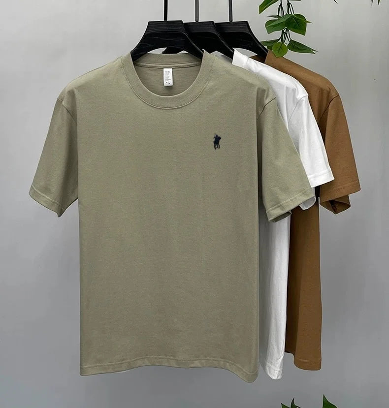 100% cotton high-end brand T-shirt short sleeve summer fashion classic pony embroidery round neck top luxury new Paul men's wear