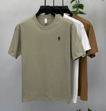 100% cotton high-end brand T-shirt short sleeve summer fashion classic pony embroidery round neck top luxury new Paul men's wear