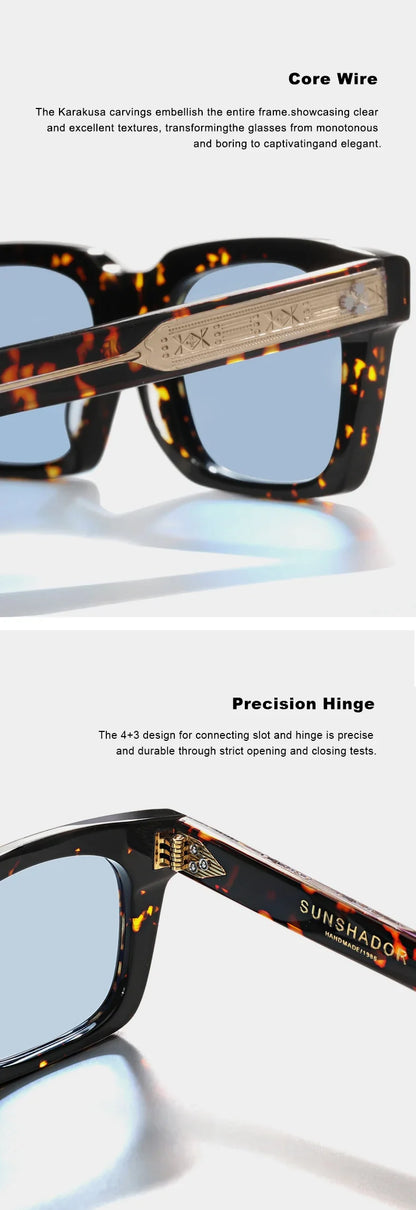Top Quality Luxury Square Acetate Men Sunglasses Women Classic Sunglasses Outdoor UV400 Protection Custom Prescription Lenses