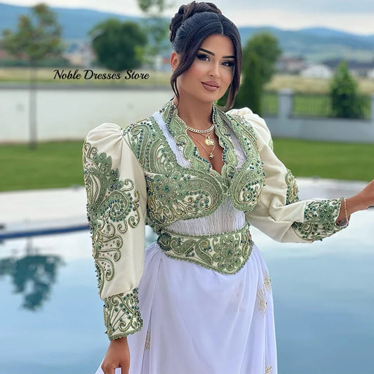 Temperament V-Neck Long Sleeves Homecoming Dresses Customized Evening Dress Luxury Crystal Beading Bespoke Occasion Gowns