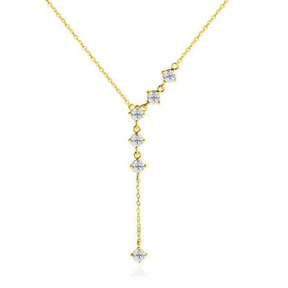 4mm Tassel Necklace Moissanite Pendant Round Cut Sparkling Neck Chain Girls Christmas Gift 925 Sterling Silver Plated 18K