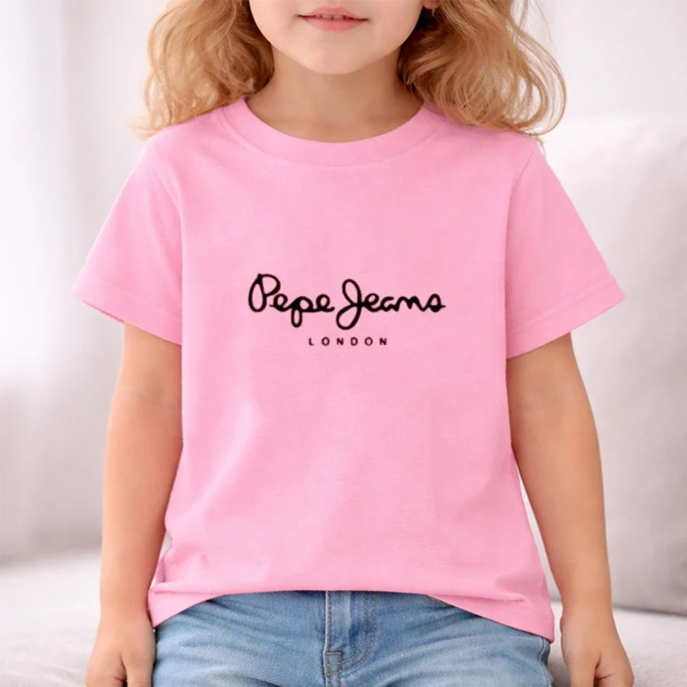 Summer T-shirt Children Short Sleeve Age 3-12 Girls Boy Set White Tshirt+Shorts 2pcs Youngster Cool Refreshing Kids Print Set