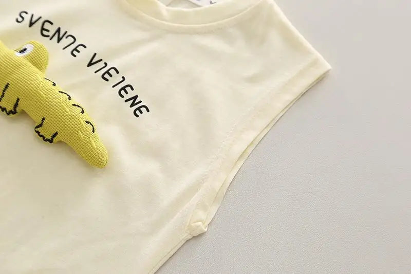 Boys Clothing Children Summer Girls Set Kids Clothing Cartoon Crocodile Sleeveless Shorts 2pcs Suits Children Tracksuits 0-5Year