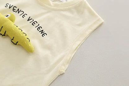 Boys Clothing Children Summer Girls Set Kids Clothing Cartoon Crocodile Sleeveless Shorts 2pcs Suits Children Tracksuits 0-5Year