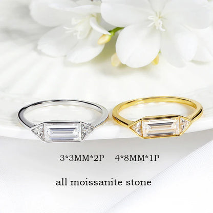 18k Plated 1.2CTTW All Moissanite Rings for Wormen Men 3 Gems Girls Couple Rings Lab Diamond Solid Silver S925 Jewelry