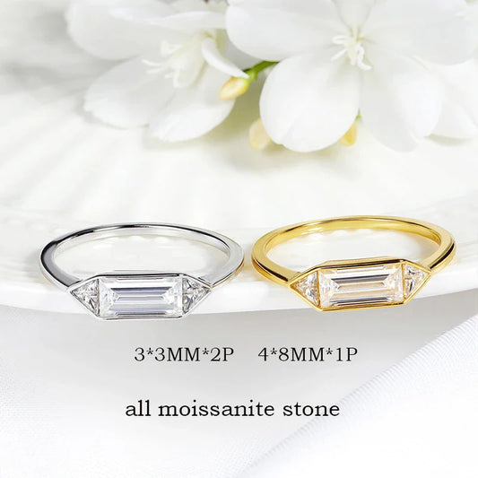 18k Plated 1.2CTTW All Moissanite Rings for Wormen Men 3 Gems Girls Couple Rings Lab Diamond Solid Silver S925 Jewelry