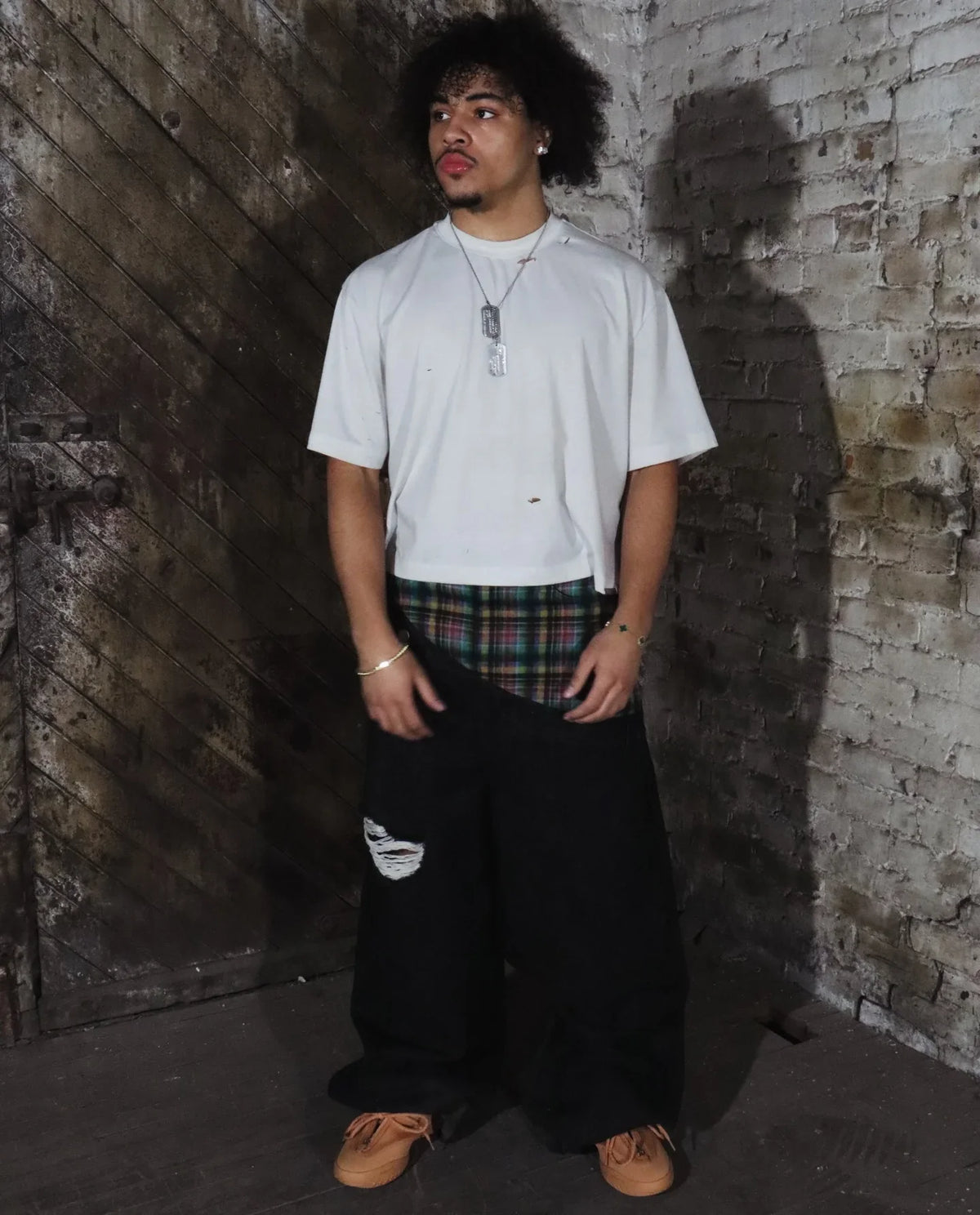 Y2k Slanted Runway Baggy Jeans Retro Plaid Patchwork Men Women Wide Leg Pants American Hip Hop Streetwear Unisex Casual Jeans