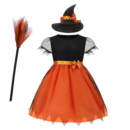 Halloween Costume for Kids Girls Purple Bat Dress Halloween Fantasy Vampire Costume Witch Cosplay Clothes Carnival Party Gifts