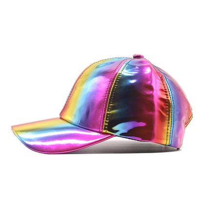 Laser Reflective Color Changing Cap Unisex Glossy Rainbow Baseball Cap Trendy Streetwear Outdoor Sports Baseball Cap