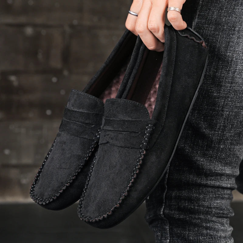 Fashion Suede Men Casual Shoes Breathable Leather Mens Loafers Slip on Male Driving Shoes Luxury Brand Comfortable Boat Shoes