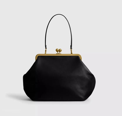 Fashion Large Kisslock Clutch Bag for Women Designer Clip Shell Women Shoulder Bags Luxury Soft Pu Leather Pink Color Handbags