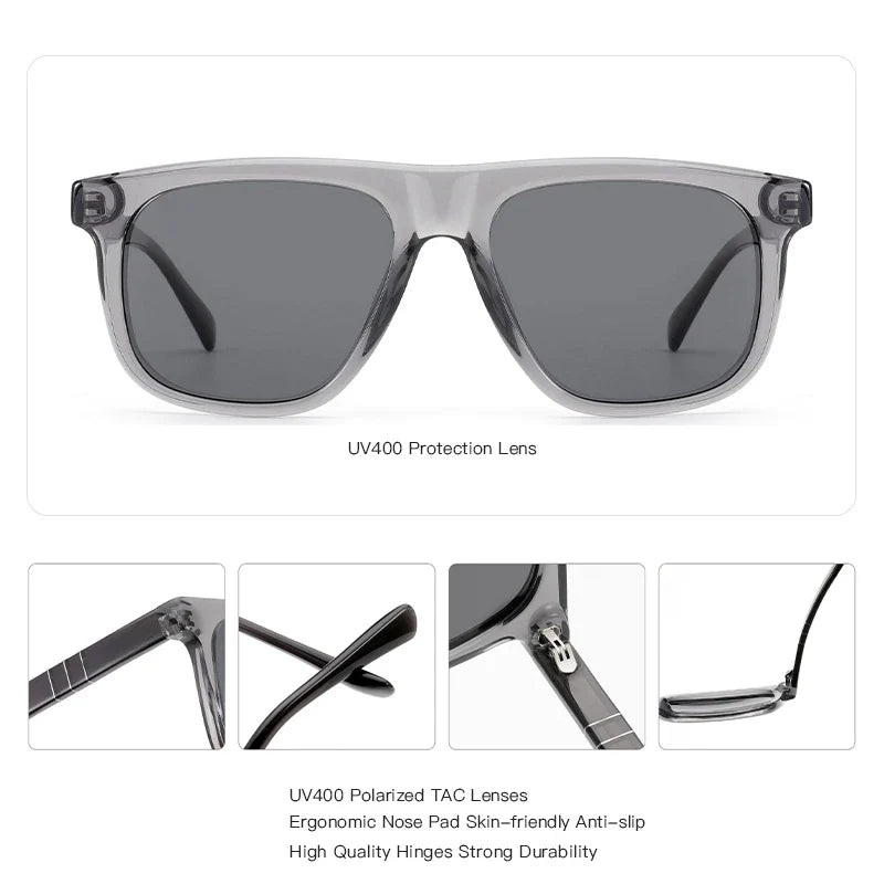 Trend Acetate Polarized Square Prescription Sunglasses For Men Stylish Uv400 Protection Corrective Sun Glasses