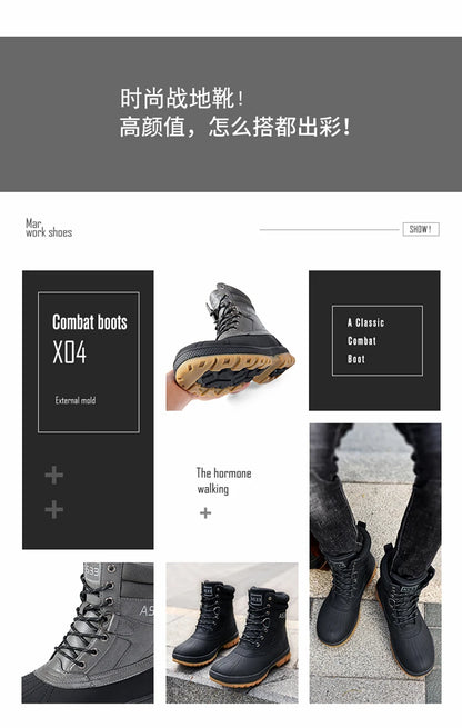 Plus Size 48 Outdoor Men Boots Winter Snow Boots for Men Training Work Boots Waterproof Slip-Resistant Keep Warm Winter Shoes