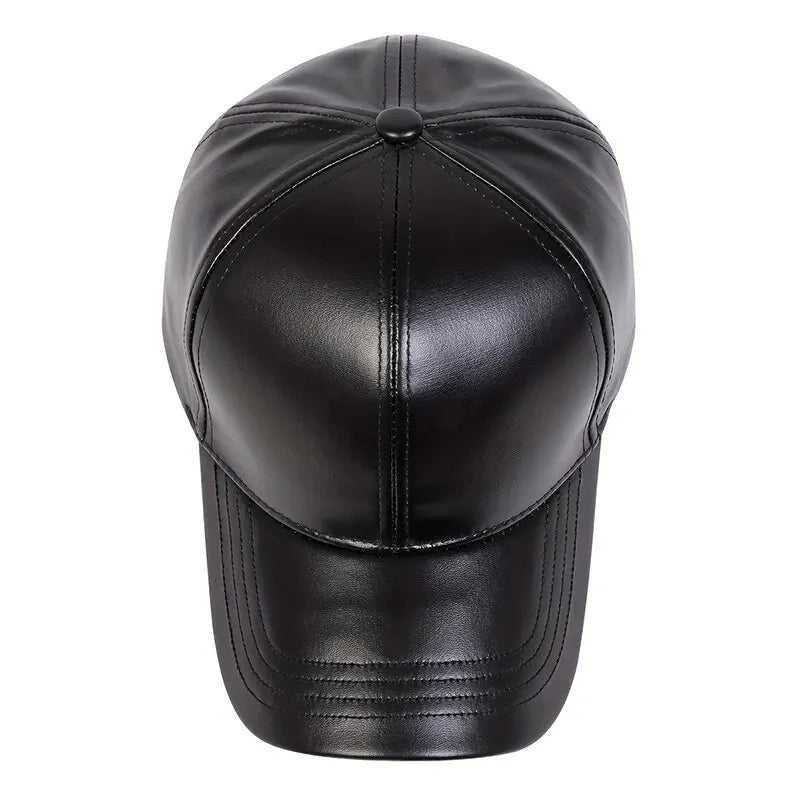 PU Leather Solid Color Baseball Caps Spring and Autumn Outdoor Adjustable Casual Hats Sunscreen Hat