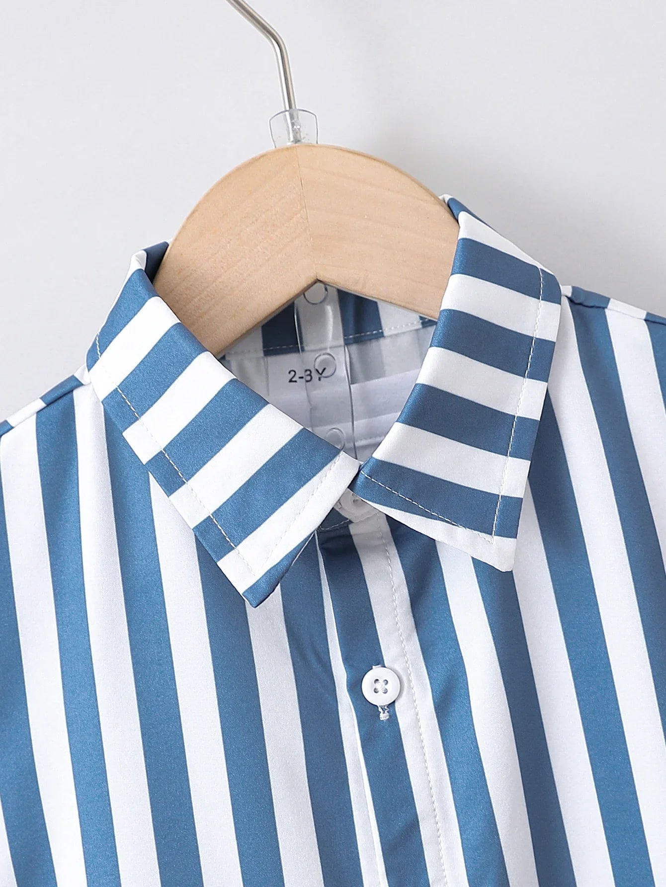 2pcs Summer Boys Blue & White Striped Shirt Set, Soft Style, Daily/Party Wear, Suitable for 1‑4Y, Breathable Fabric
