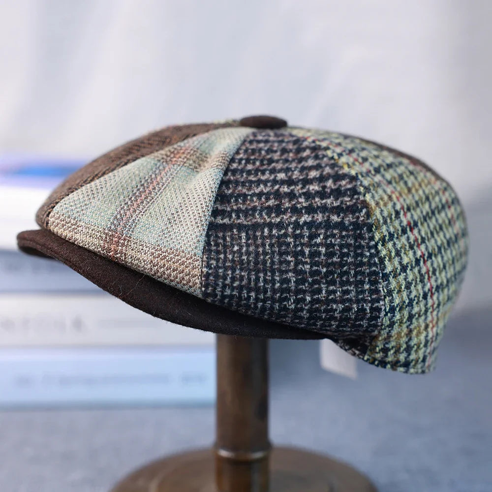 Spring Autumn Winter Men Classic Splicing Octagonal Hats Retro British Newsboy Cap Gatsby Woman Men Beret Caps  005