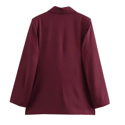 Women's Blazer Outerwears Office Wear Women Suit Jacket Autumn Long Sleeve Burgundy Blazers Formal Woman Minimalist Blazer