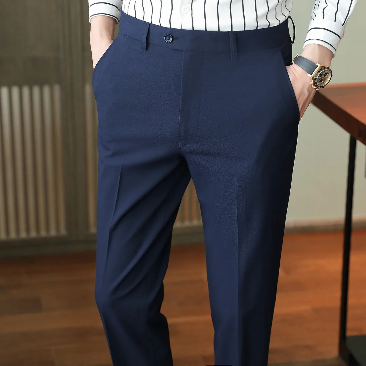 Plus size 40 38 Men Business Solid Suit Pant 2026 Spring Formal Slim Fit Wedding Trouser Mens Brand Fashion Casual Dress Pants