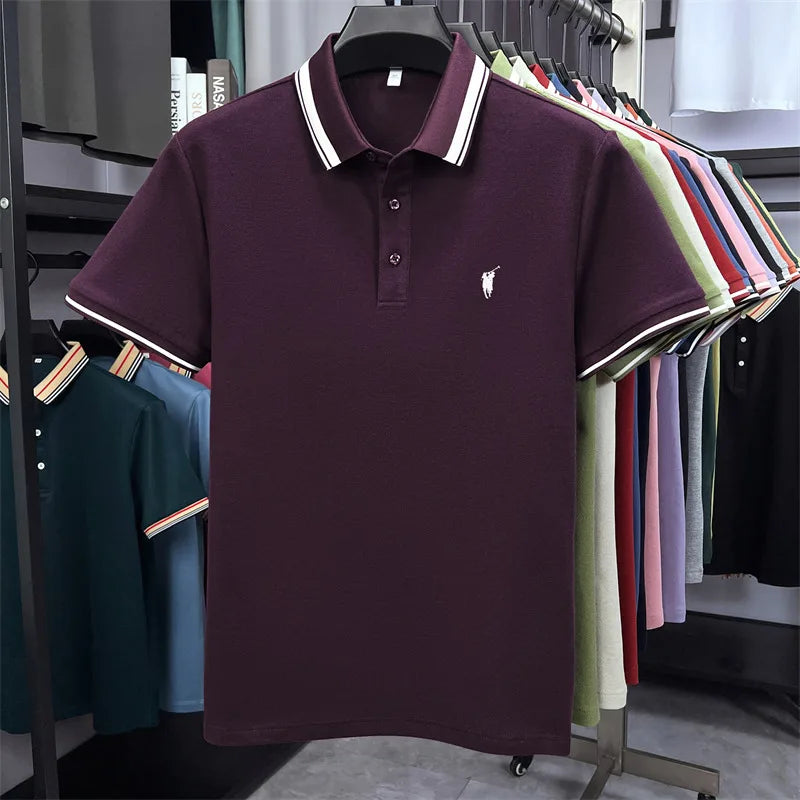 100% cotton luxury brand short sleeve polo shirt men new classic pony embroidery summer T-shirt high-end fashion casual Paul top