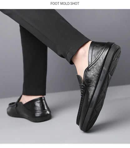 Genuine Leather Men Loafers Comfortable Mens Casual Shoes Luxury Brand Man Formal Dress Shoes Breathable Slip on Boat Shoes
