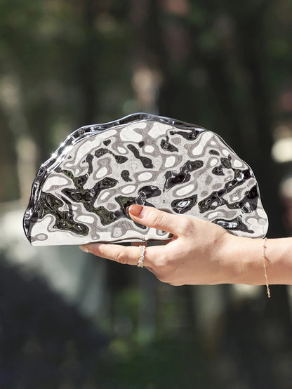 Stylish and sparkly womens evening bag acrylic scallop-shaped clutch wedding party designer chain shoulder bag/crossbody bag