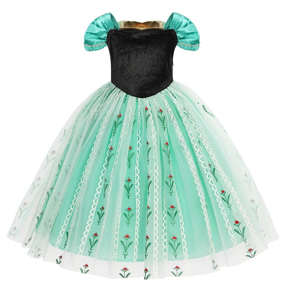 2-10Y New Anna Costumes for Girls 2026 Anna Princess Costume Mesh Dress Children Cosplay Birthday Carnival Party Costume Dress