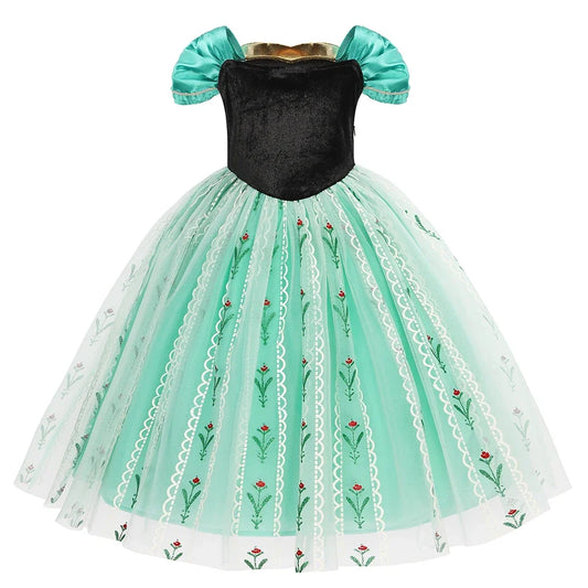 2-10Y New Anna Costumes for Girls 2026 Anna Princess Costume Mesh Dress Children Cosplay Birthday Carnival Party Costume Dress