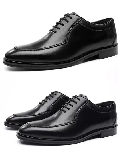 Spring Autumn Soft Square Toe Lace Up Dress Shoes Man High Quality Fashion Cowhide Elegant and Classic 39 Social Shoe for Men