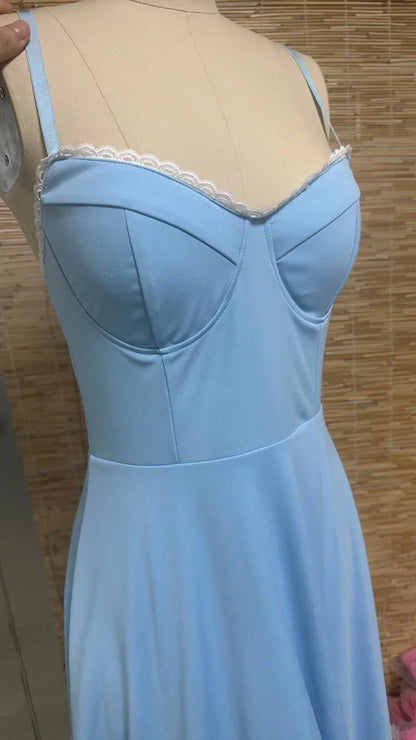 Double Layer European And American Women's New Best-Selling New Type SlingVCollar Sleeveless Dress Pettiskirt Long Skirt