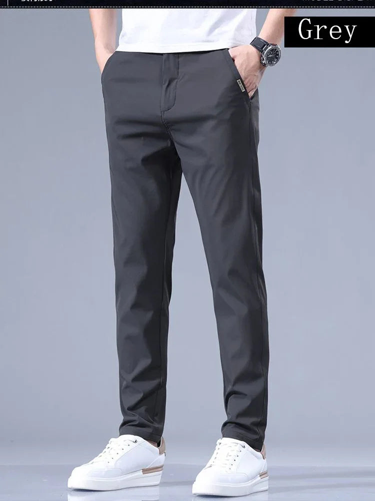 2026 Men's Summer Casual Pants Thin Ice Silk Men's Pants Fashion Straight  Elastic Men's New Pants Men's Pants