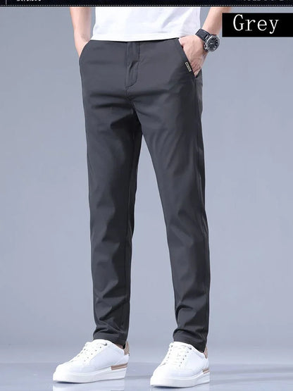 2026 Men's Summer Casual Pants Thin Ice Silk Men's Pants Fashion Straight  Elastic Men's New Pants Men's Pants