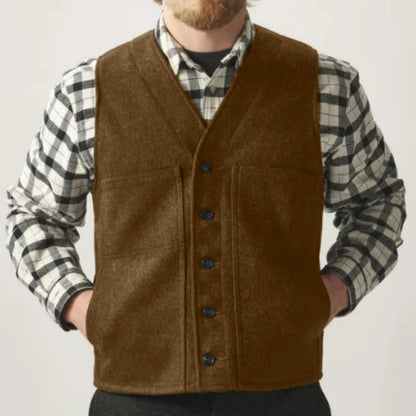 Men Vest Army Green Herringbone Single Button Waistcoat For Wedding Birthday Banquet Party Business Office Work Men Suit Vest