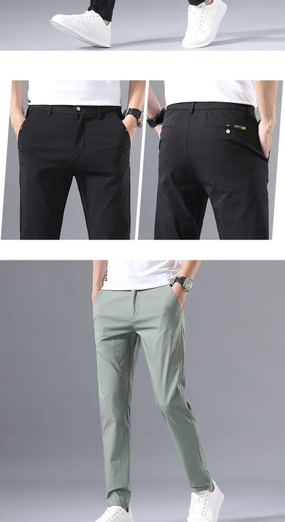 Spring Summer Thin Slim Men Casual Pants Classic Business Cotton Stretch Golf Trousers Korean Fashion Male Clothing Pants