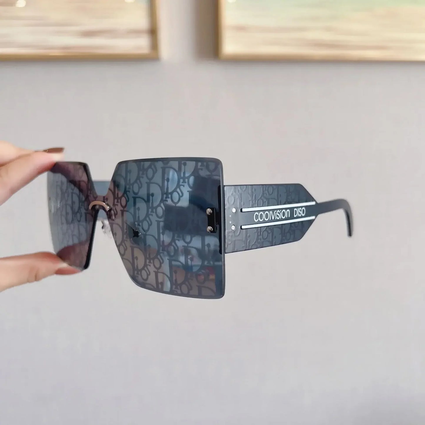 Ins 2025 Luxury Designer UV400 Sunglasses Women Men New Trendy Square Rimless Sun Glasses Ladies Vintage Letters Gafas De Sol
