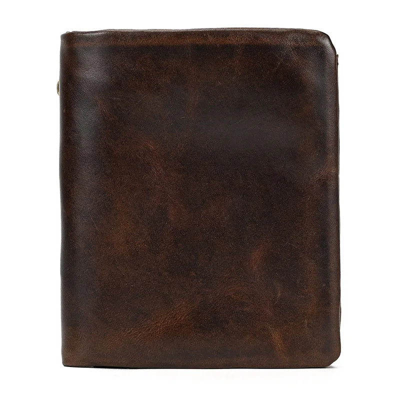 Genuine Leather Short Wallet Bifold Card Holder Short Purse Male Cow Leather Men's Coin Wallet Real Cowskin Zipper Wallet