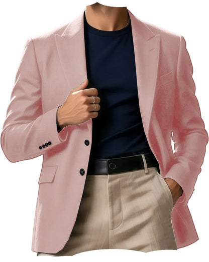 Men Blazer Jacket Single Breasted Notched Lapel Slim Fit Casual Business Suit Jacket Office Daily Wear Gentleman Sport Coat
