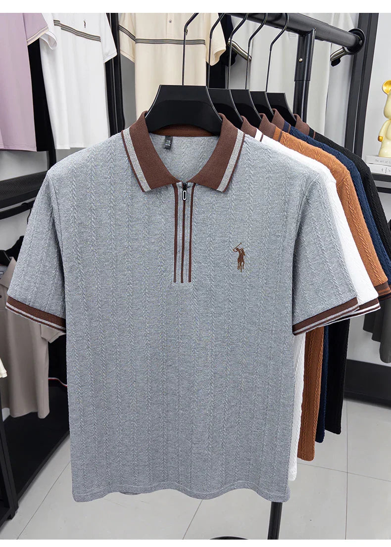 Luxury brand short sleeve T-shirt men's lapel top summer fashion jacquard design golf pony embroidery casual knitted polo shirt
