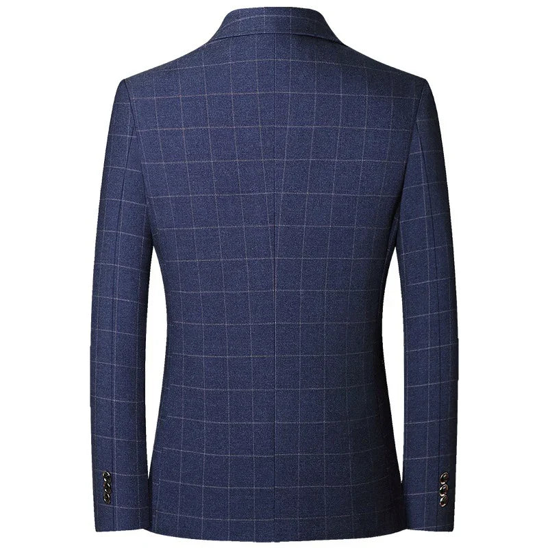 Brand Midlife Mans Blazers 2026 New Spring Autumn Plaid Design Casual Suit Men Classics Comfortable Suit Jacket Men