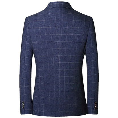 Brand Midlife Mans Blazers 2026 New Spring Autumn Plaid Design Casual Suit Men Classics Comfortable Suit Jacket Men