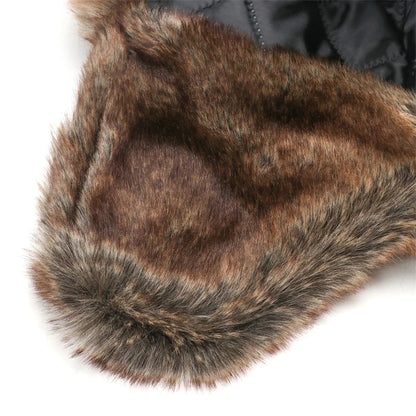 Men Winter Bomber Hat With Goggles Outdoor Motorcycle Windproof Warm Faux Fur Pilot Earflap Hat Leather Thermal Ushanka