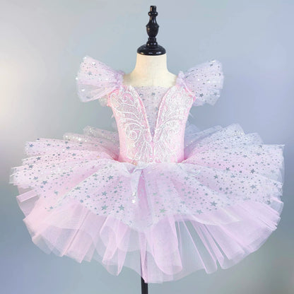 Kids Sequin Ballet Dress Performance Clothes Silver Girls Modern Dance Skirts Children Ballet Tutu Party Princess Dress Costumes