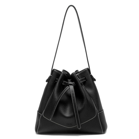 Women's Drawstring Bag Spring Simple Black Casual Women's Bag Mommy Shopping Bag