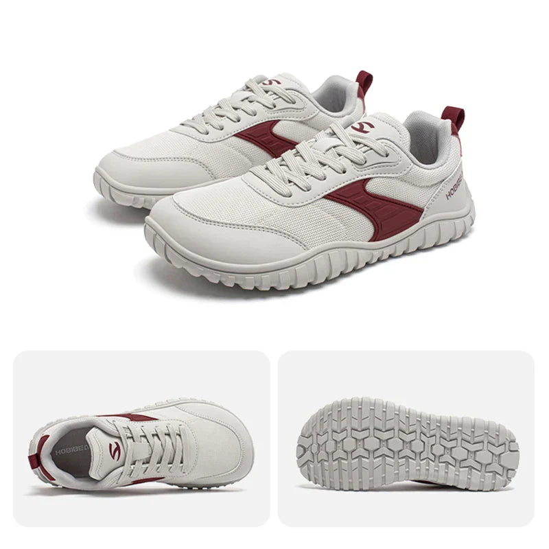 Minimalist Wide Toe Shoes Mens Womens Artificial Leather Running Sneakers Lace Up Lightweight Breathable Walking Shoes