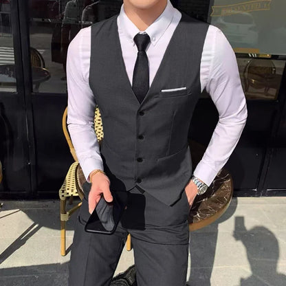 M-7XL Spring/summer Man Suit Vest Sleeveless Vest with Adjustable Waist Single Breasted Solid Color Business Suit Vest Wedding