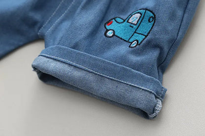 Summer Children's Boys Infant Cotton Clothes Set Cars T-Shirt Shorts 2-Piece Toddler Fashion Tracksuit for Babies Aged 1-5 Years