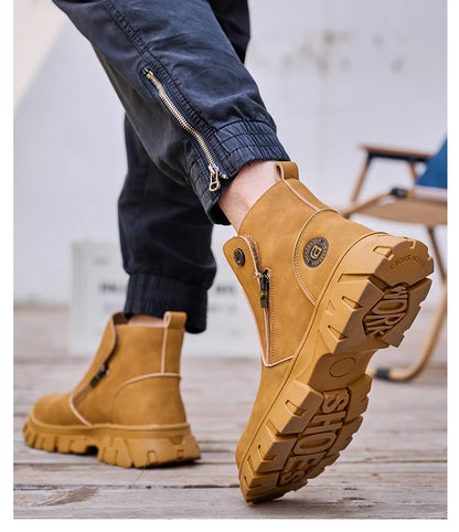 Steel Toe Work Boots side zipper anti-slip work shoes  Anti-Smash Anti Puncture industrial construction waterproof safety shoes
