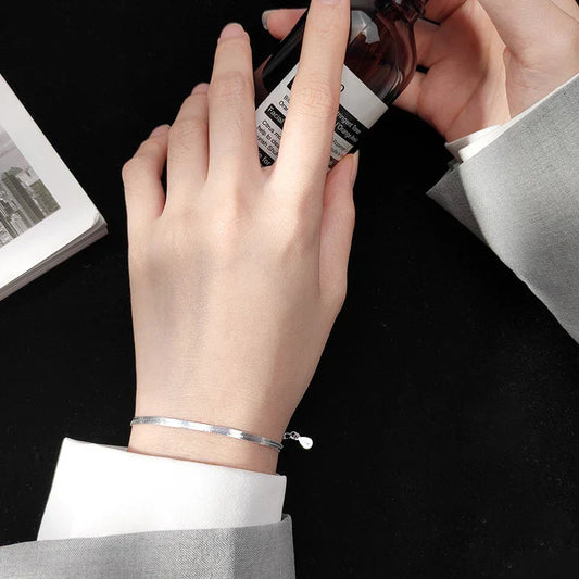 Bracelet ou Cheville Classique en Argent Sterling 925 pour Femme, Chaîne Os de Serpent Réglable, Bijoux Fins, Modèle 2020